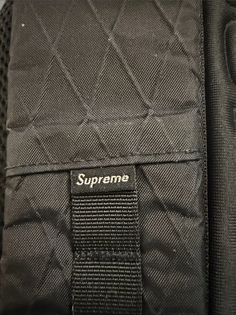 Supreme Black Ripstop Backpack with White Logo